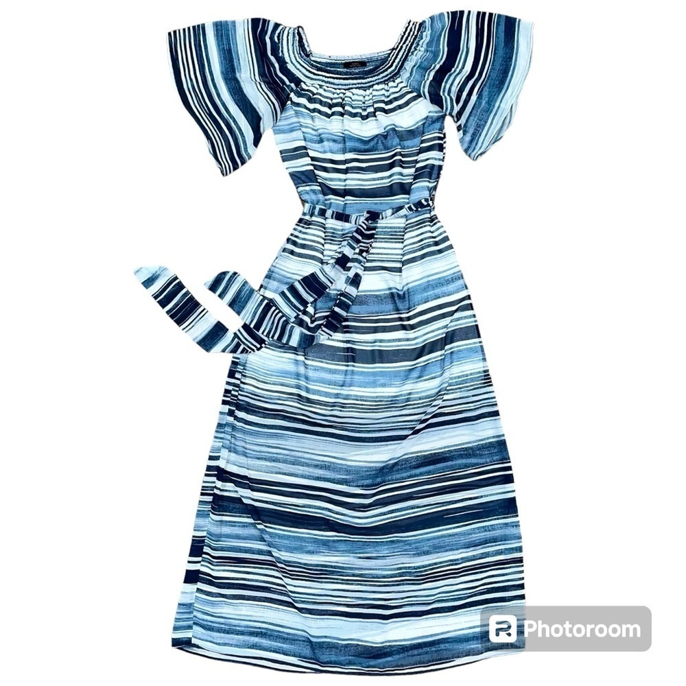 Trina Turk Tie-Waist Off-Shoulder Maxi Dress